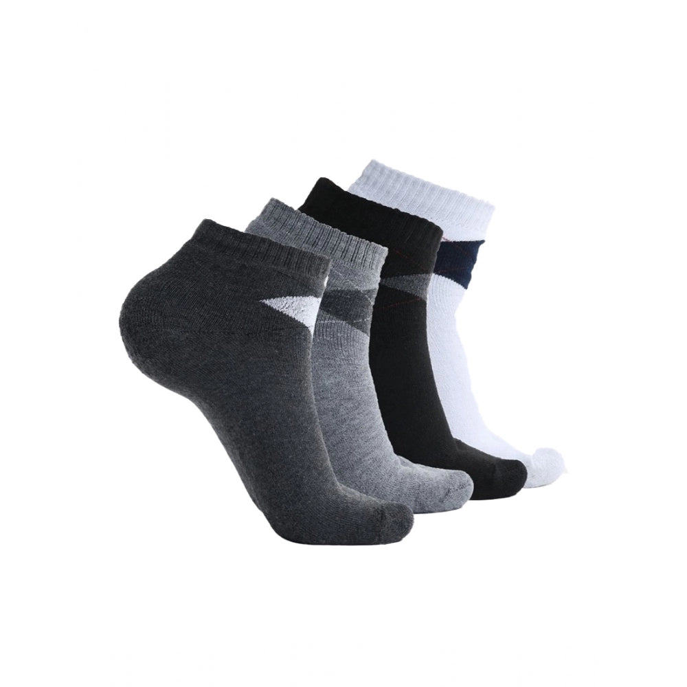 5 Pairs Men'S Casual Cotton Blended Solid Mid-Calf Length Sock