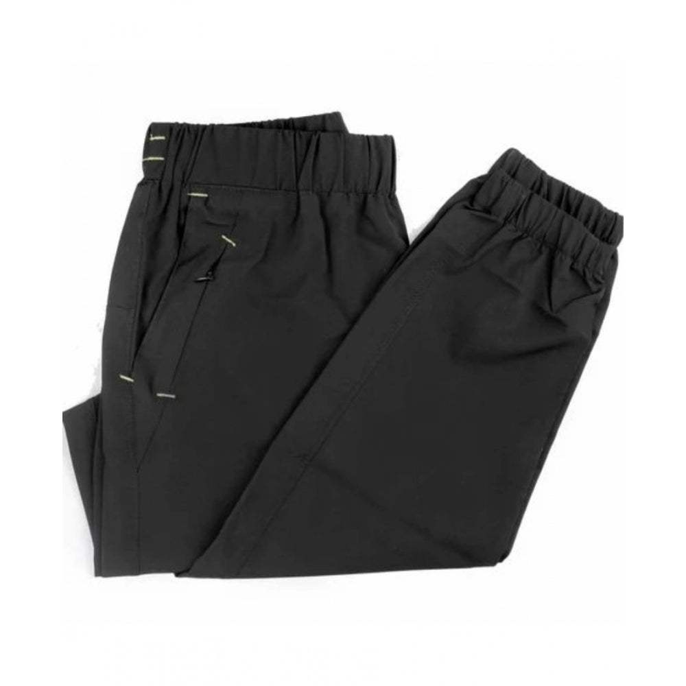 Men'S Polyster Solid Track Pant-Lower (Black)