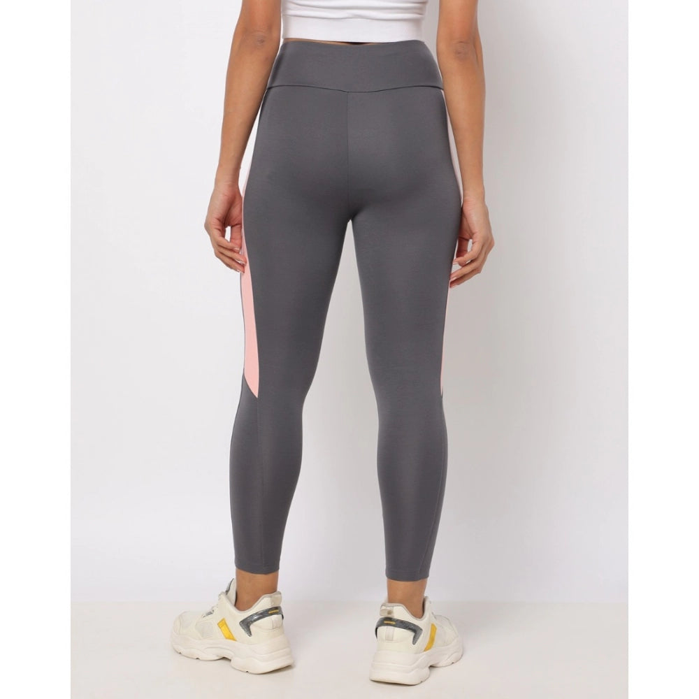 Women'S Polyster Solid Sport Leggings (Grey)