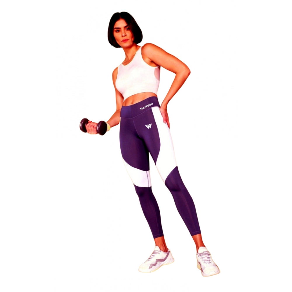 Women'S Polyster Solid Sport Leggings (Purple)