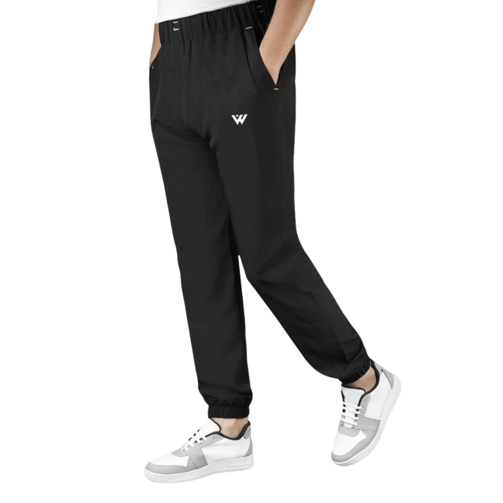 Men'S Polyster Solid Track Pant-Lower (Black)