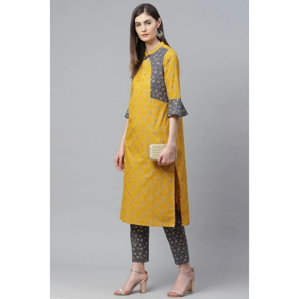 Women'S Casual Bell Sleeves Geomatrical Printed Cotton Kurti S