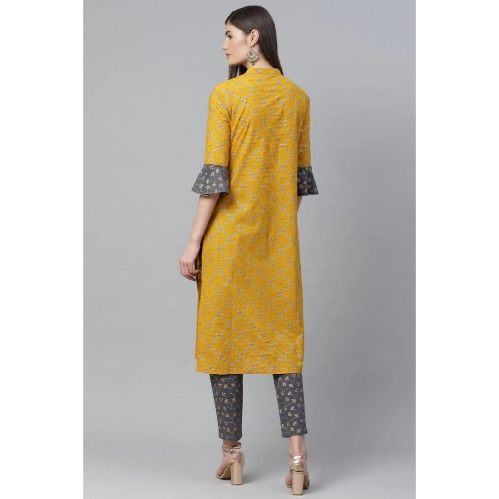 Women'S Casual Bell Sleeves Geomatrical Printed Cotton Kurti S