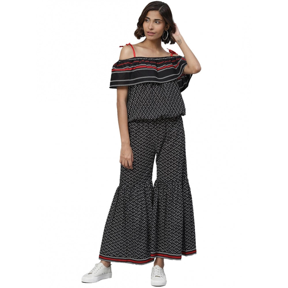 Women'S Casual Shoulder Sleeve Geomatrical Printed Cotton Dres