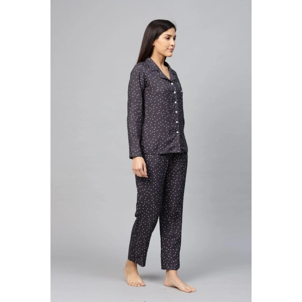 Women'S Casual Full Sleeves Polka Dot Printed Rayon Shirt With