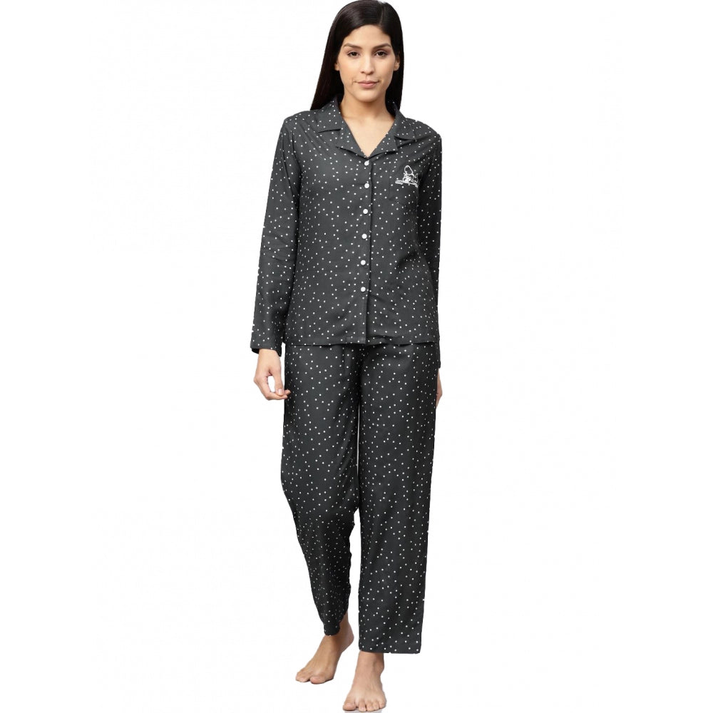 Women'S Casual Full Sleeves Polka Dot Printed Rayon Shirt With