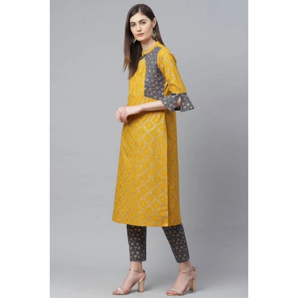 Women'S Casual Bell Sleeves Geomatrical Printed Cotton Kurti S