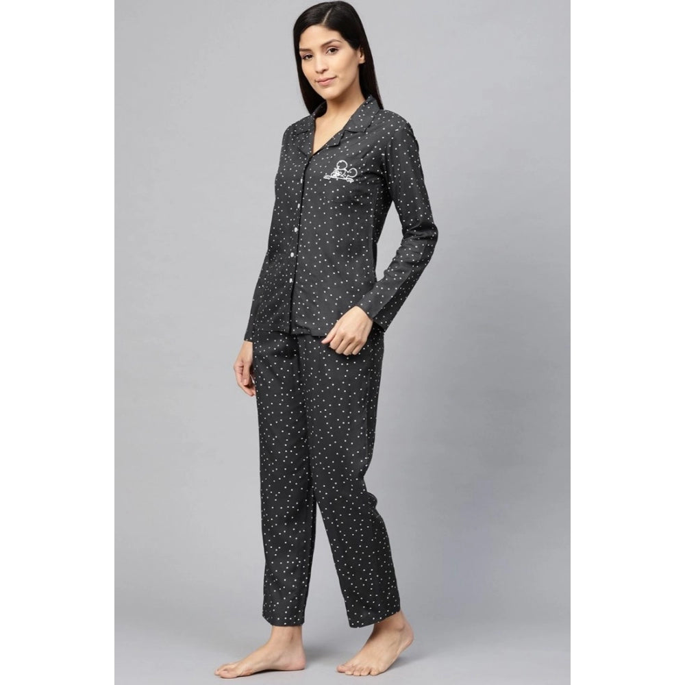 Women'S Casual Full Sleeves Polka Dot Printed Rayon Shirt With
