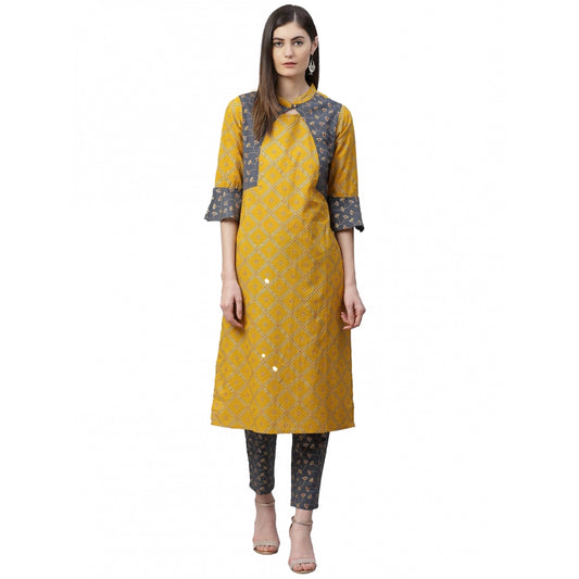 Women'S Casual Bell Sleeves Geomatrical Printed Cotton Kurti S