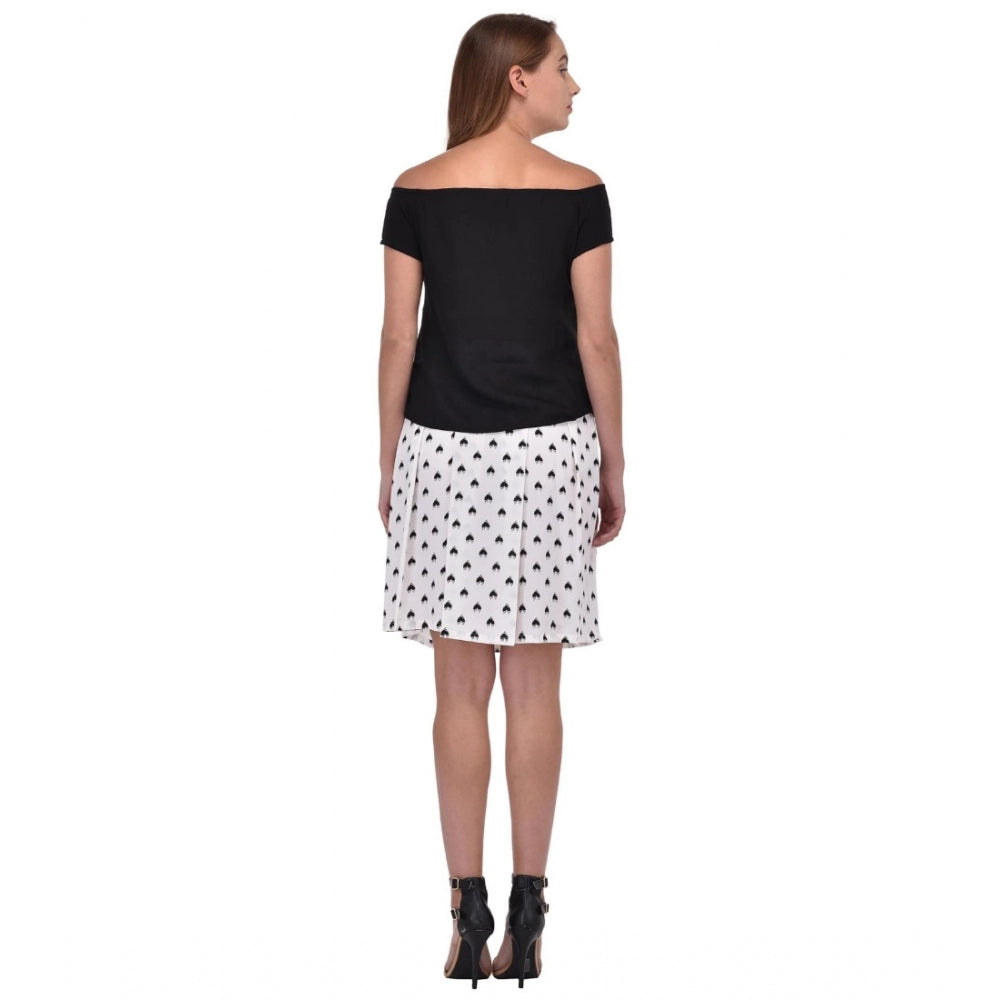 Women'S Cotton Blend Solid Short Sleeves Dress (Black)