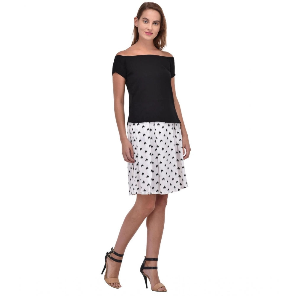 Women'S Cotton Blend Solid Short Sleeves Dress (Black)
