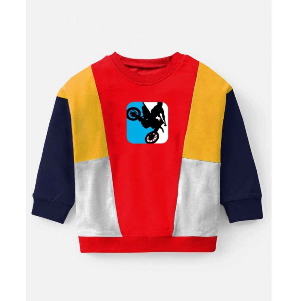 Boy'S Casual Full Sleeve Printed Cotton T Shirt With Pant (Red