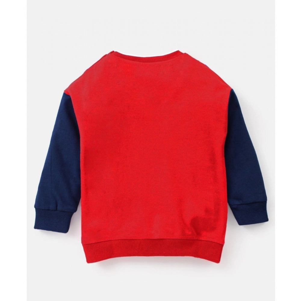 Boy'S Casual Full Sleeve Printed Cotton T Shirt With Pant (Red