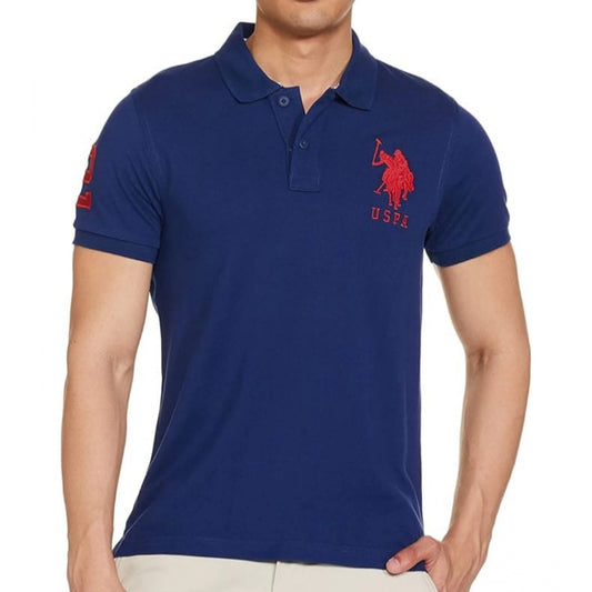 Men'S Casual Half Sleeve Solid Cotton Polo Neck T-Shirt (Dark
