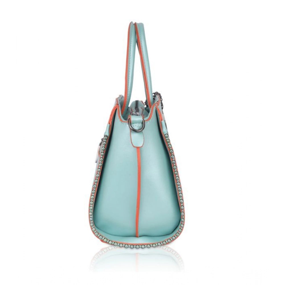 Women'S Faux Leather Metal Beads Handbag (Green)