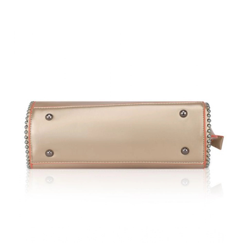 Women'S Faux Leather Metal Beads Handbag (Gold)