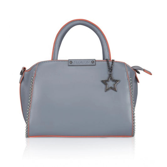 Women'S Faux Leather Metal Beads Handbag (Grey)