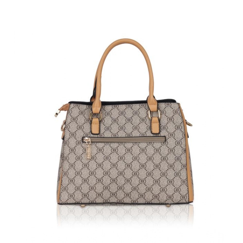 Women'S Faux Leather Printed Handbag (Camel)