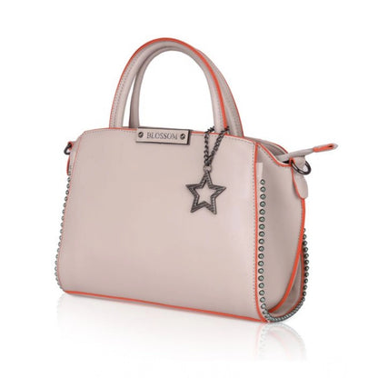 Women's Faux Leather Metal Beads Handbag (Khaki)