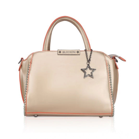 Women'S Faux Leather Metal Beads Handbag (Gold)