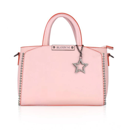 Women'S Faux Leather Metal Beads Handbag (Pink)