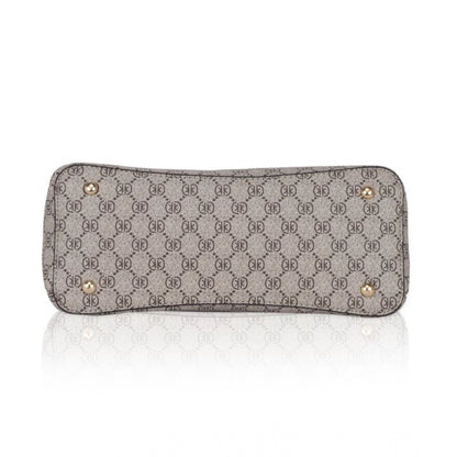 Women's Faux Leather Printed Handbag (Beige)