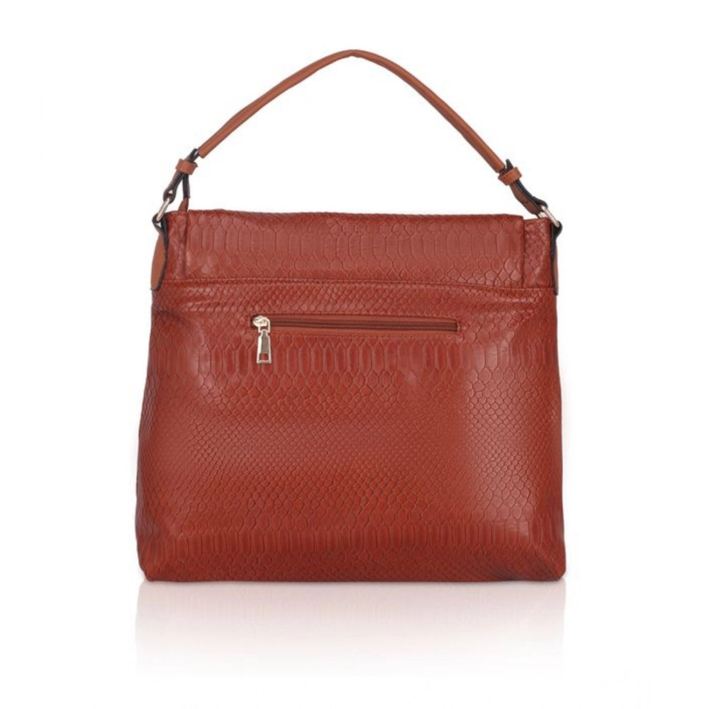 Women's Faux Leather Textured Sling Bag (Brown )