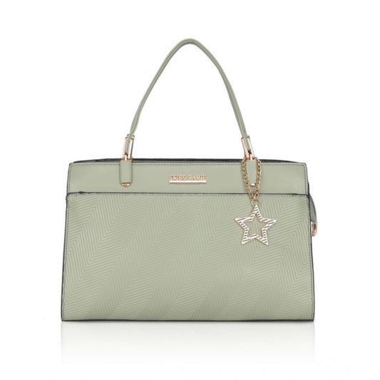 Women's Faux Leather Textured Adjustable Long Belt Handbag (Green)