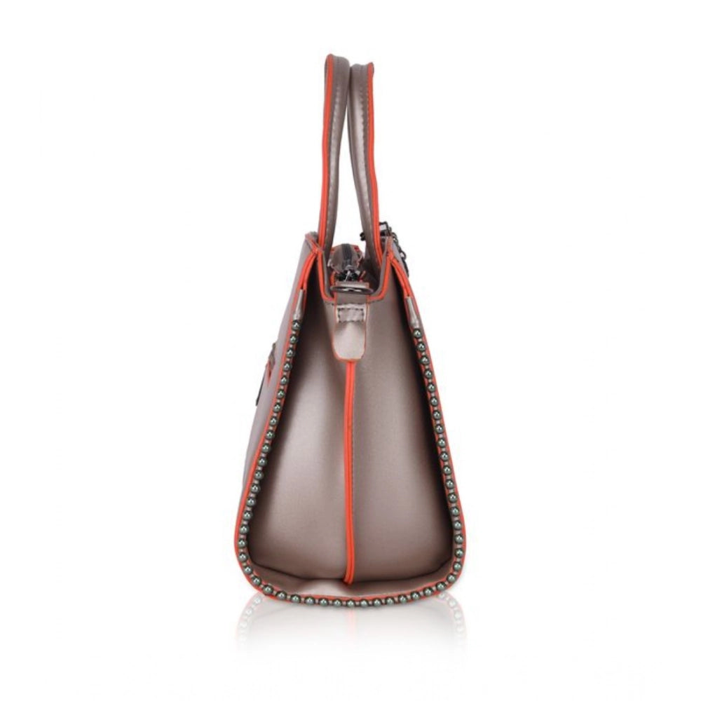 Women'S Faux Leather Metal Beads Handbag (Bronze)