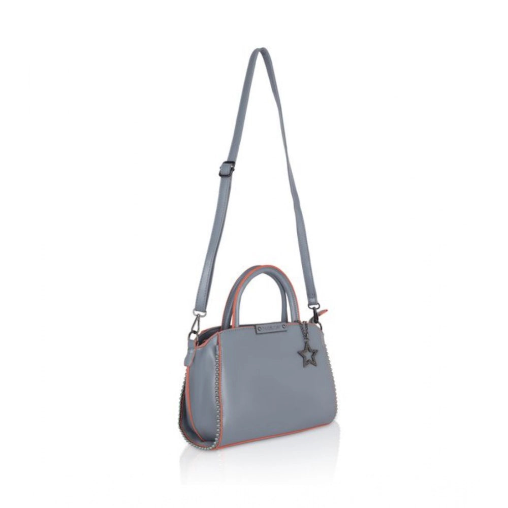 Women'S Faux Leather Metal Beads Handbag (Grey)