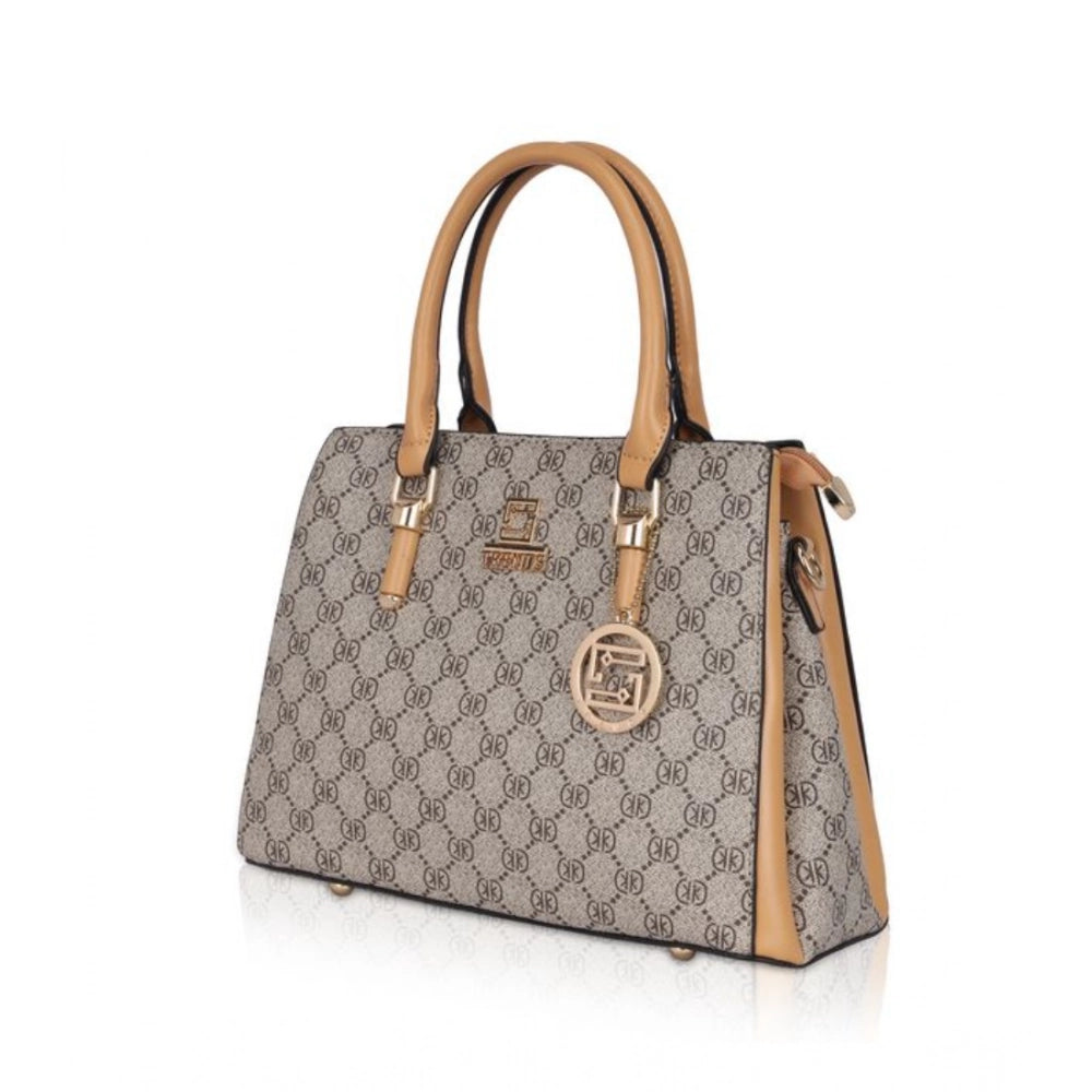 Women'S Faux Leather Printed Handbag (Camel)