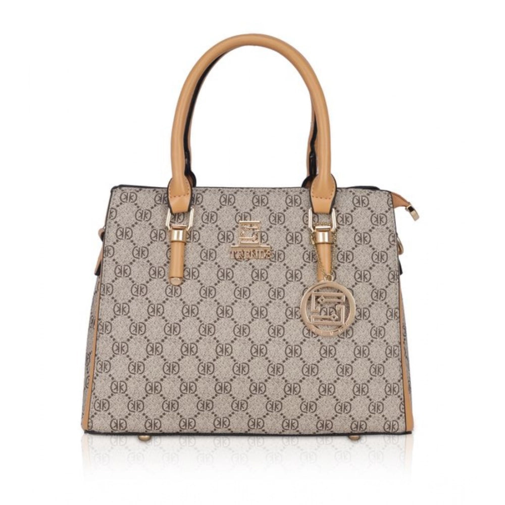 Women'S Faux Leather Printed Handbag (Camel)