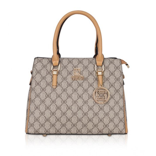 Women'S Faux Leather Printed Handbag (Camel)