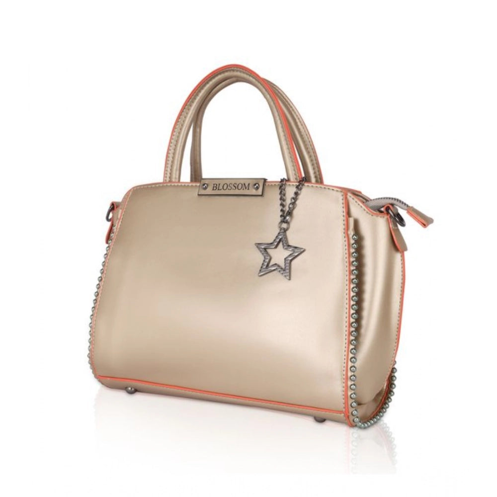 Women'S Faux Leather Metal Beads Handbag (Gold)