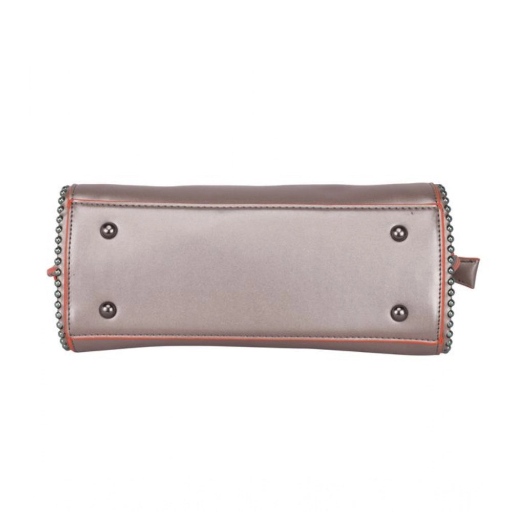 Women'S Faux Leather Metal Beads Handbag (Bronze)