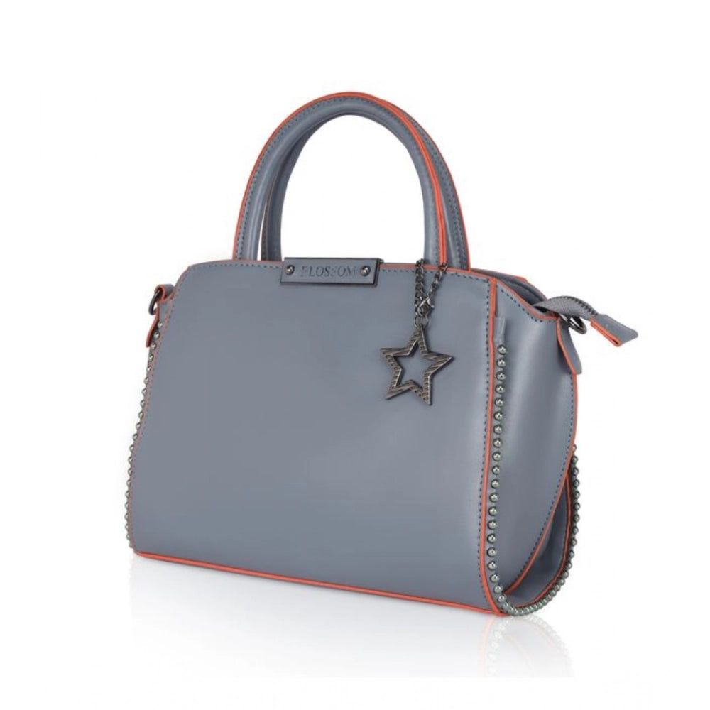 Women'S Faux Leather Metal Beads Handbag (Grey)