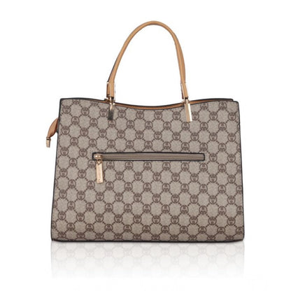 Women's Faux Leather Printed Handbag (Camel)