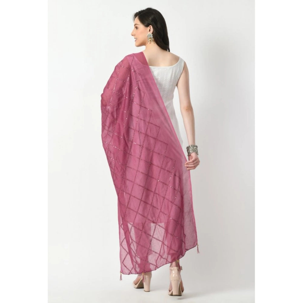Women'S Chanderi Self Design Dupatta (Levender, Length: Free S