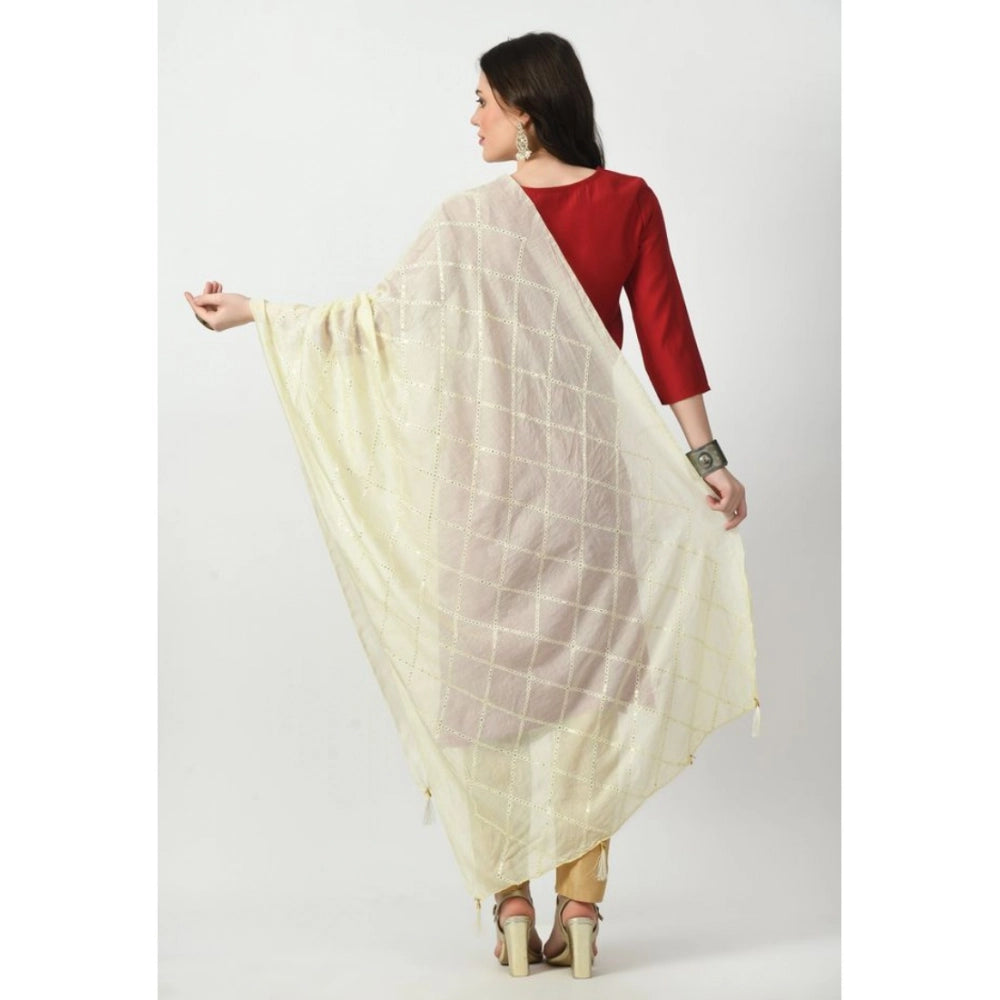 Women'S Chanderi Self Design Dupatta (Off White, Length: Free