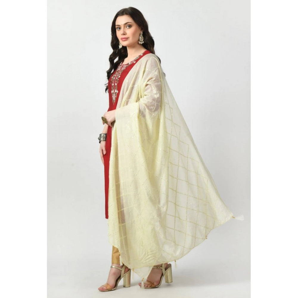 Women'S Chanderi Self Design Dupatta (Off White, Length: Free