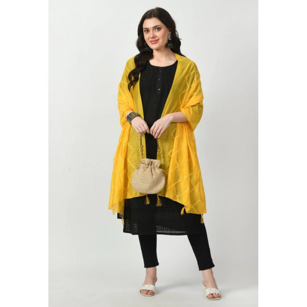 Women'S Chanderi Self Design Dupatta (Yellow, Length: Free Siz