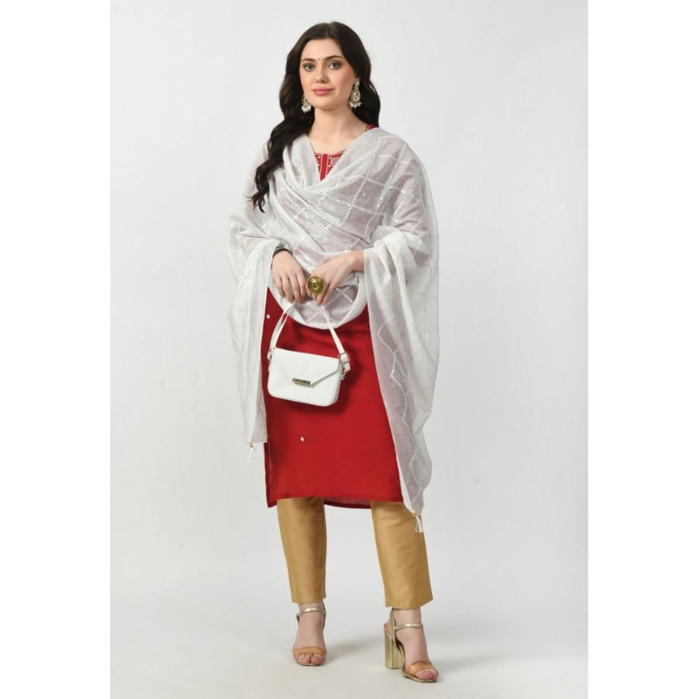 Women'S Chanderi Self Design Dupatta (White, Length: Free Size
