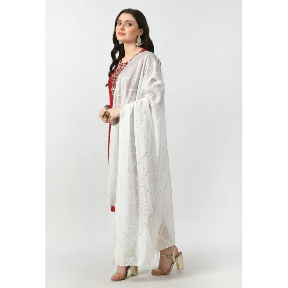 Women'S Chanderi Self Design Dupatta (White, Length: Free Size