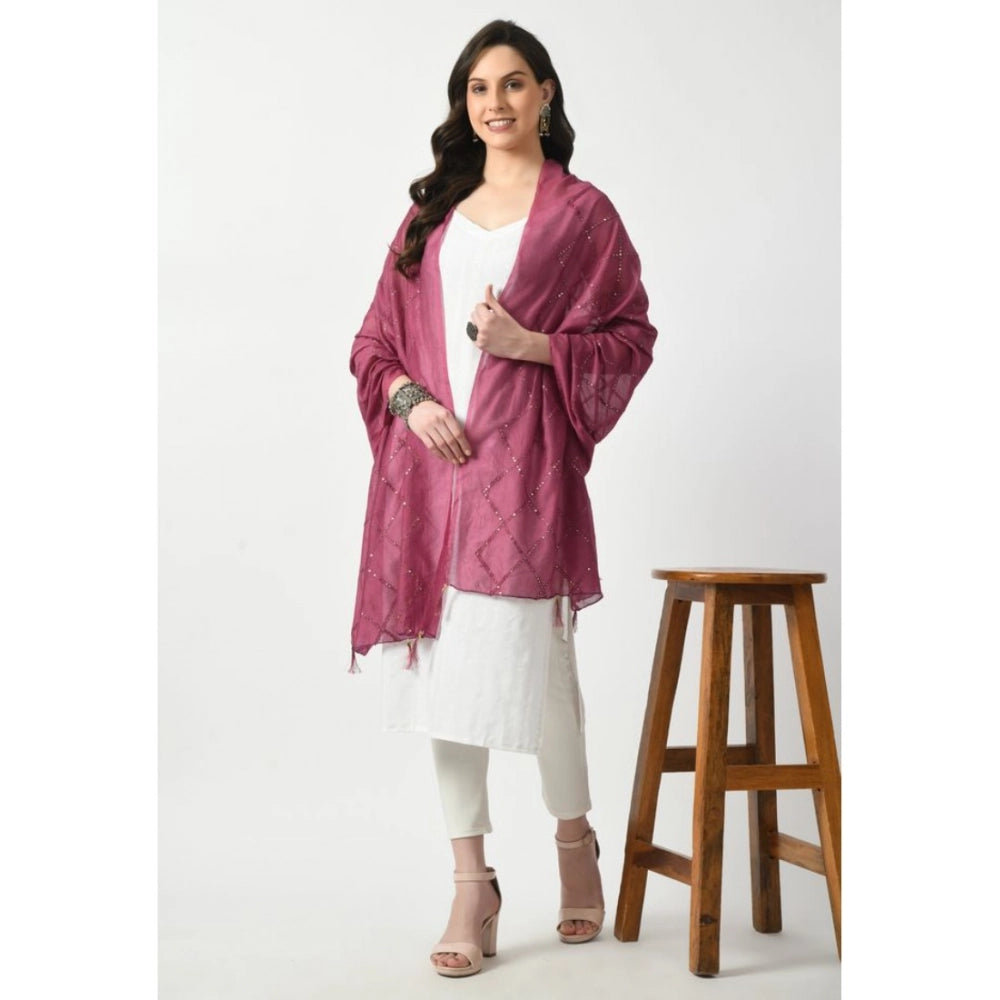 Women'S Chanderi Self Design Dupatta (Levender, Length: Free S