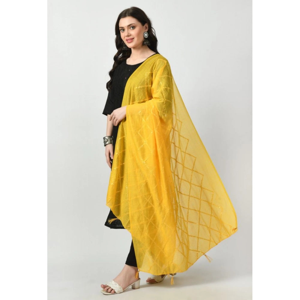 Women'S Chanderi Self Design Dupatta (Yellow, Length: Free Siz