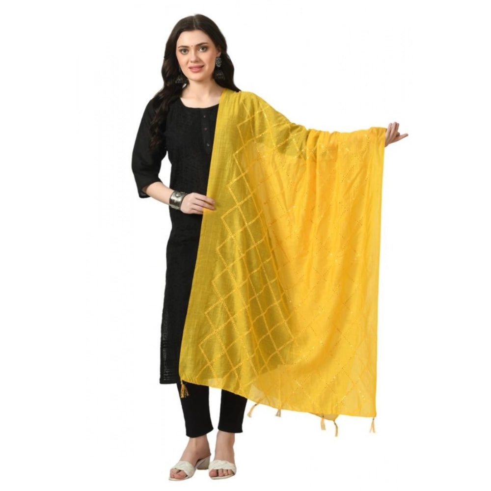 Women'S Chanderi Self Design Dupatta (Yellow, Length: Free Siz