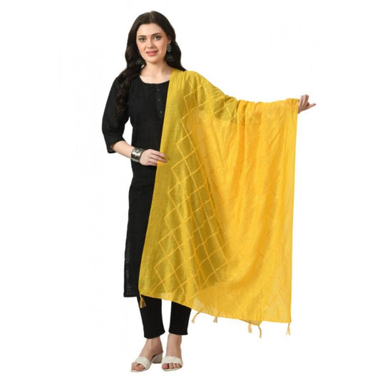 Women'S Chanderi Self Design Dupatta (Yellow, Length: Free Siz