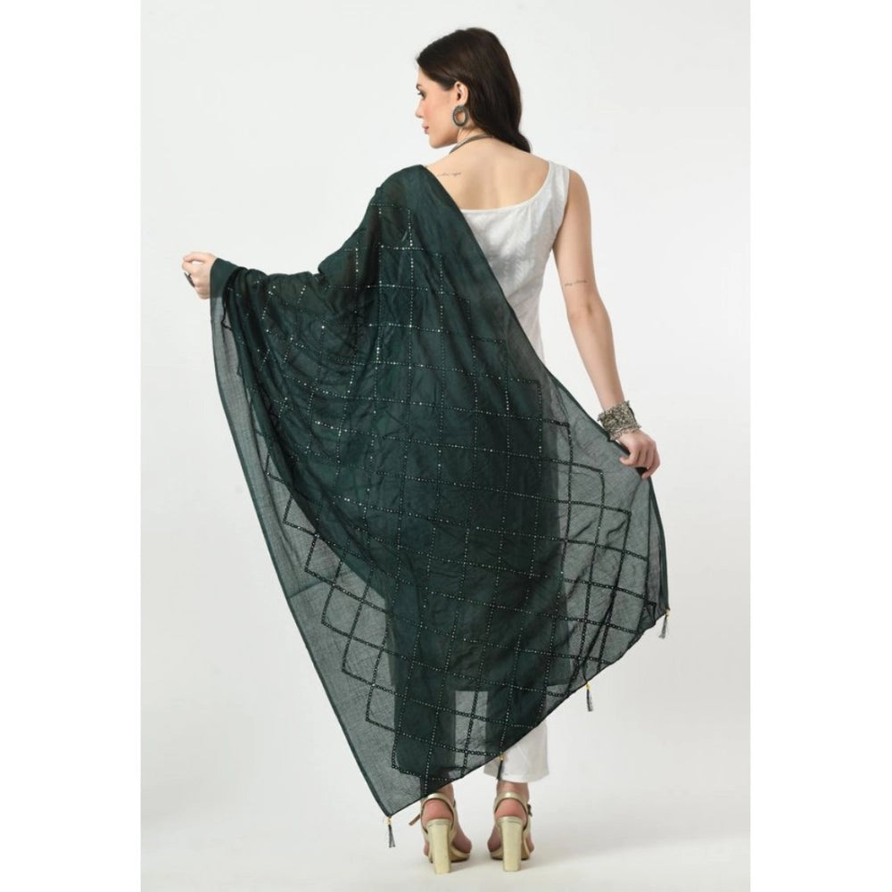 Women'S Chanderi Self Design Dupatta (Green, Length: Free Size