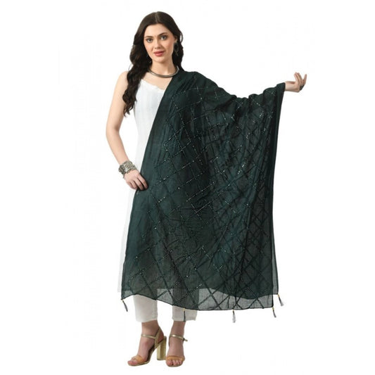 Women'S Chanderi Self Design Dupatta (Green, Length: Free Size