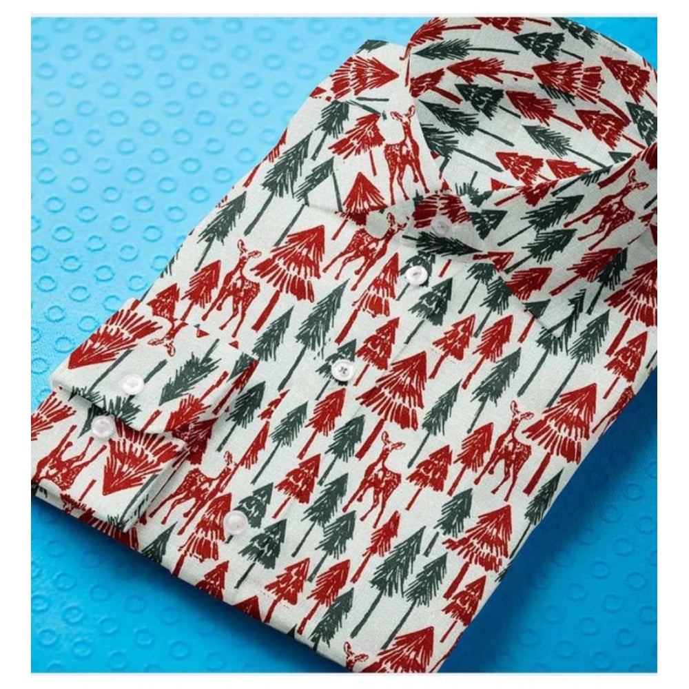 Men'S Cotton Blended Printed Full Sleeve Shirt (Multicolor)